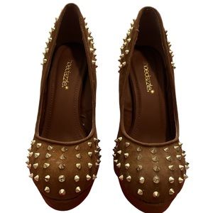 Brown Gold studded heels